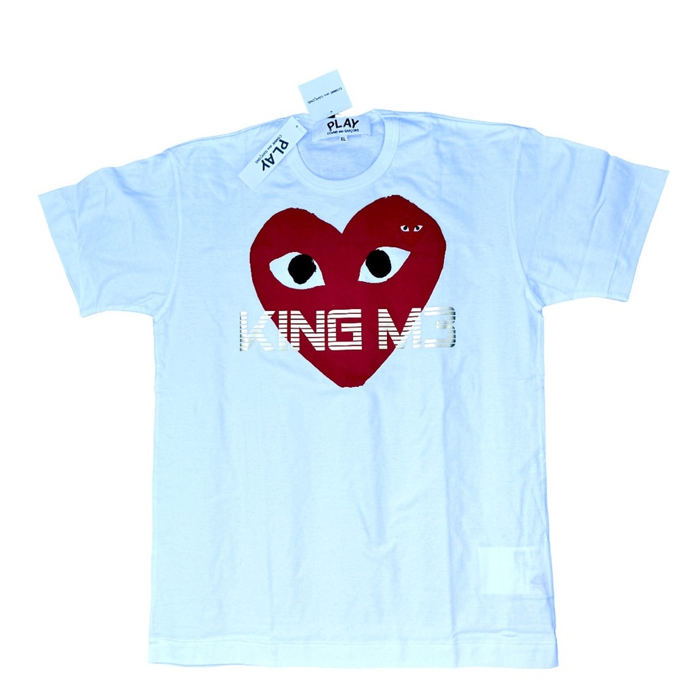 White T-Shirt with Red Heart Design